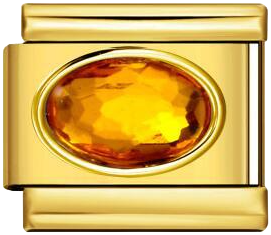 Italian Charm Ring – Oval Gemstone – Gold