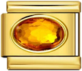 Italian Charm Ring – Oval Gemstone – Gold