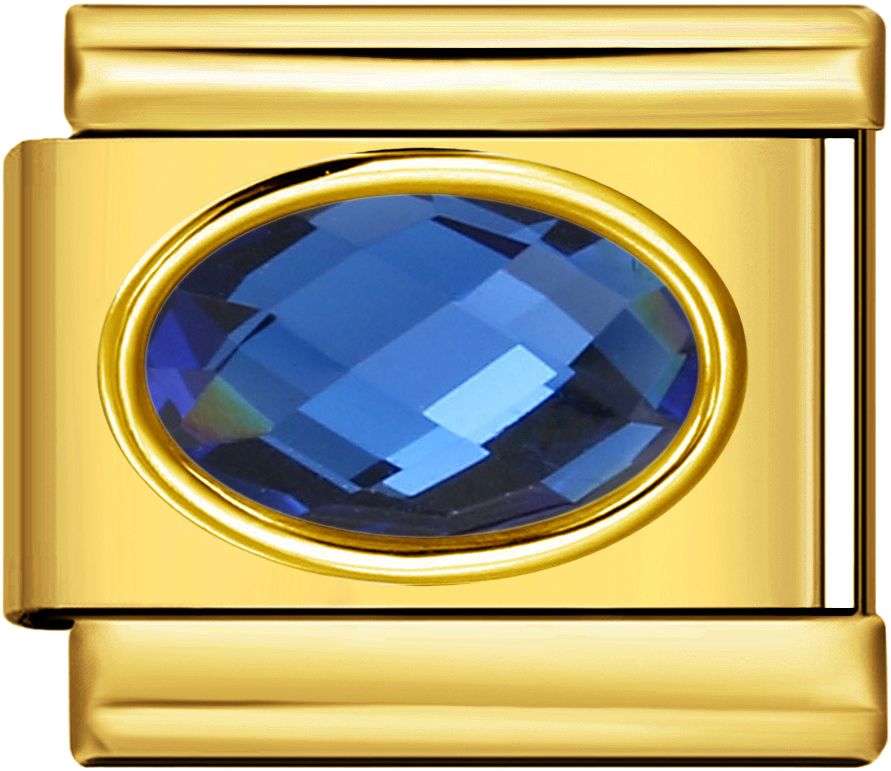 Italian Charm Ring – Oval Gemstone – Gold