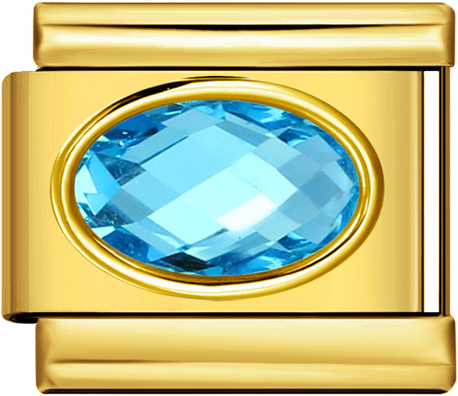 Italian Charm Ring – Oval Gemstone – Gold
