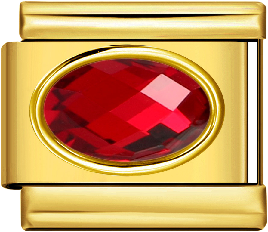 Italian Charm Ring – Oval Gemstone – Gold