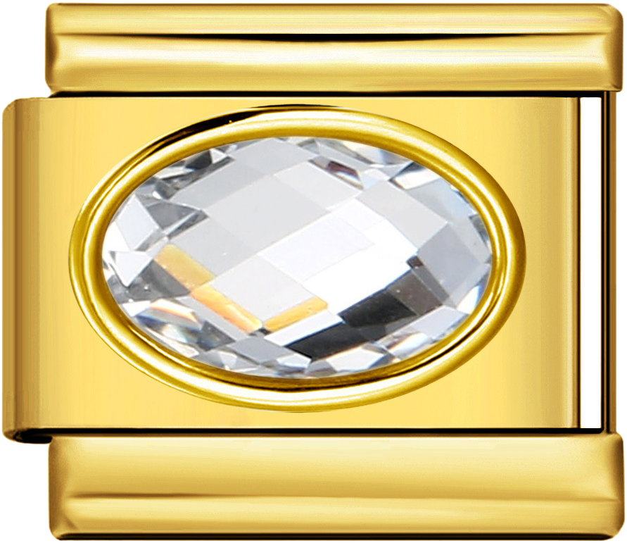 Italian Charm Ring – Oval Gemstone – Gold