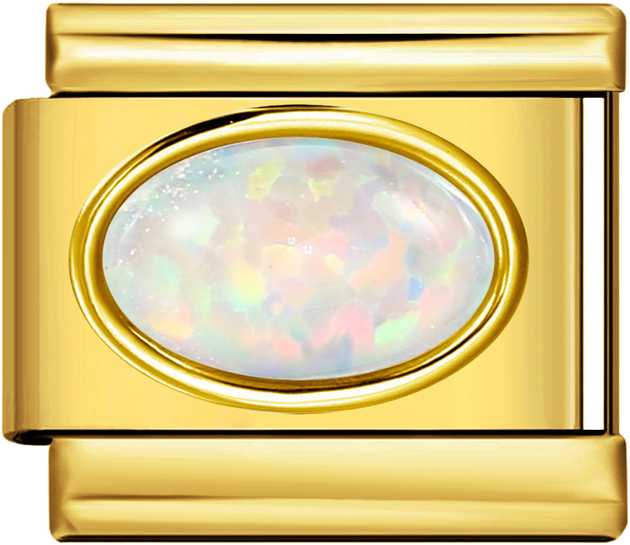 Italian Charm Ring – Oval Gemstone – Gold