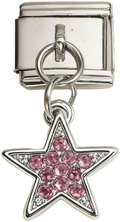 Italian Charm Necklace – Heart & Star – Pink