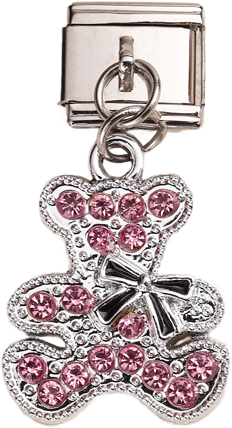Italian Charm Necklace – Heart & Star – Pink