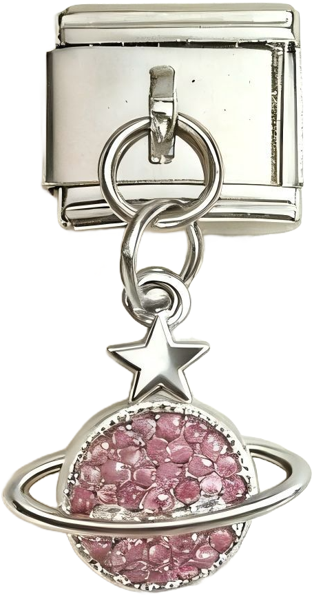 Italian Charm Necklace – Heart & Star – Pink
